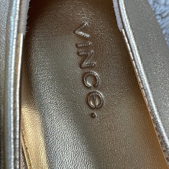 New Vince Leah Gold Metallic Ballet Flats Square Toe Ballerina Sz 10 - Picture 6 of 12